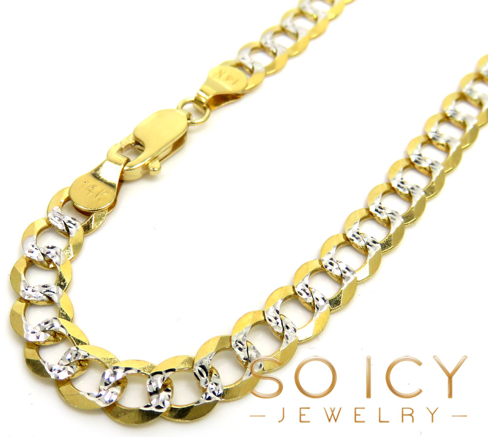 14k yellow gold diamond cut cuban bracelet 8.25 inch 5.75mm 