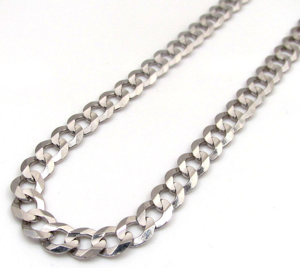 10k white gold solid cuban chain 22 inch 4.60mm