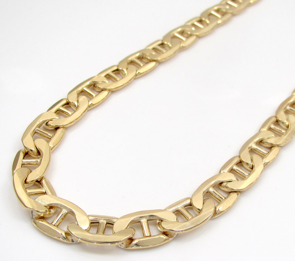 10k yellow gold puffed mariner chain 24-30 inch 7.2mm