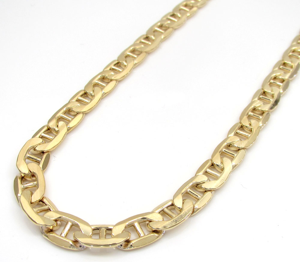 10k yellow gold puffed mariner chain 20-26 inch 6.30mm