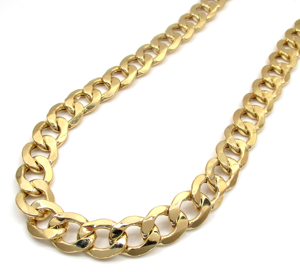 10k yellow gold thick hollow cuban chain 20-30 inch 11mm
