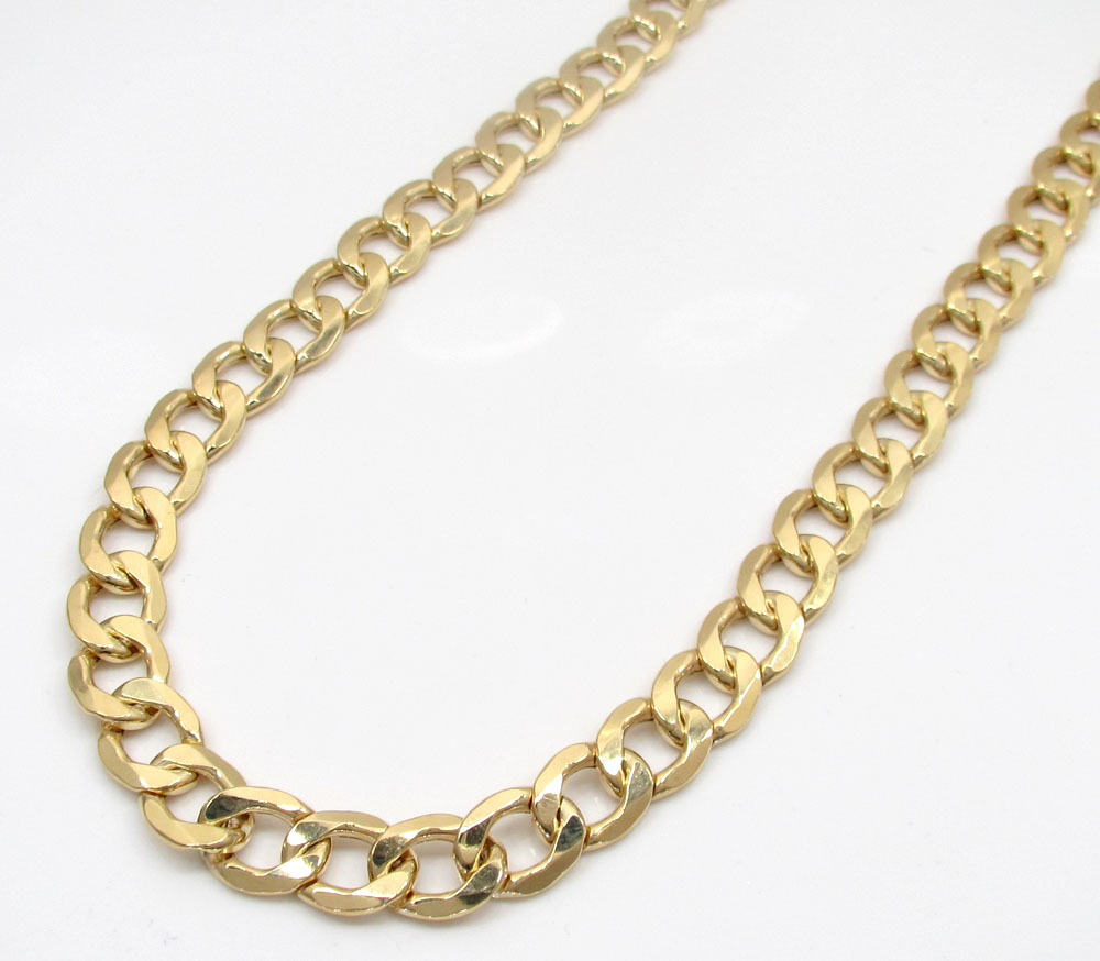 10k yellow gold thick hollow cuban chin 22-26 inch 8.70mm