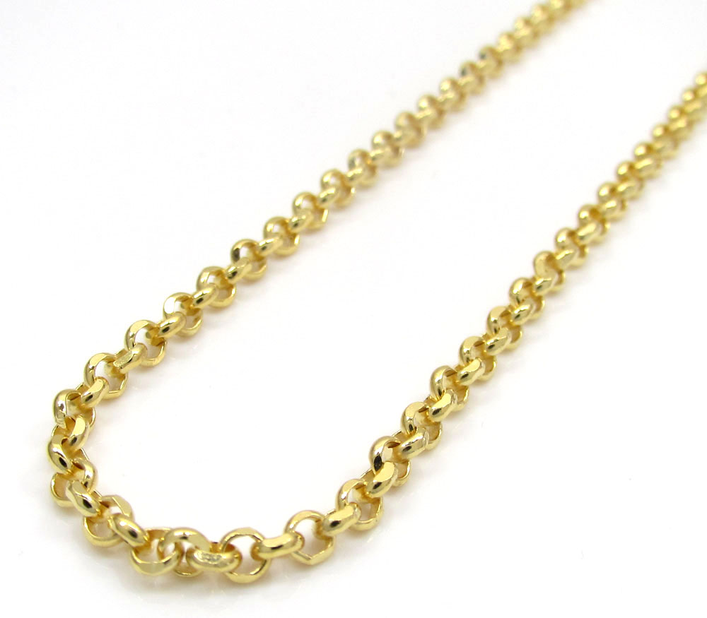 10k yellow gold hollow rolo chain 18-22 inch 2.5mm