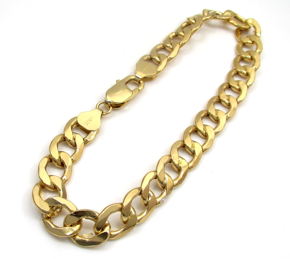 10k yellow gold thick hollow cuban bracelet 9.25 inch 8.20mm
