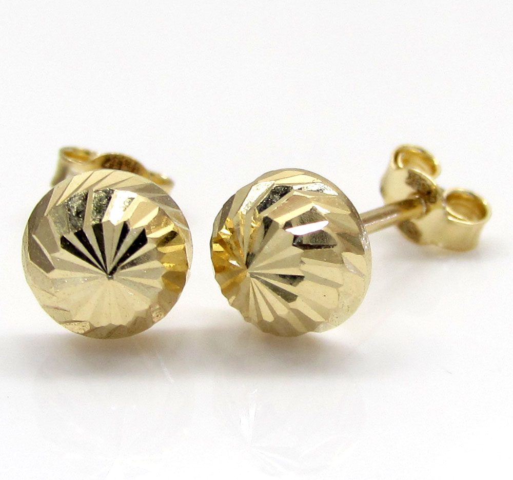 14k yellow gold diamond cut 6mm sphere earrings 
