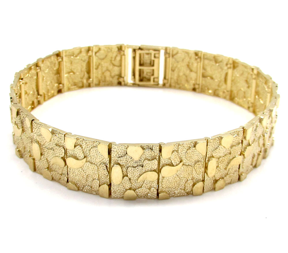 Buy 10k Yellow Gold Solid Large Nugget Bracelet 8.50 Inch Online at SO ICY JEWELRY