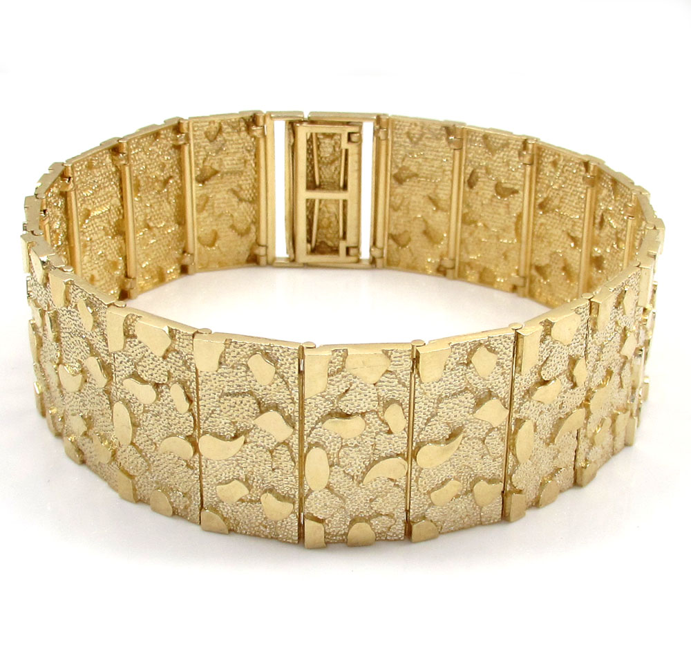 10k yellow gold solid xl nugget bracelet 8.50 inch 