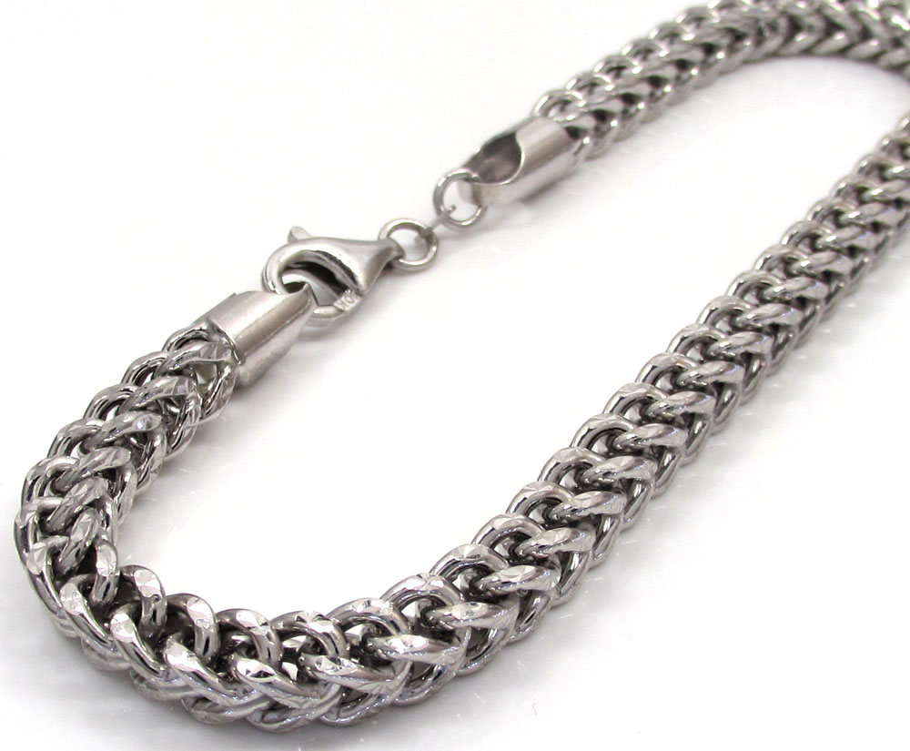 10k white gold diamond cut franco bracelet 8.50