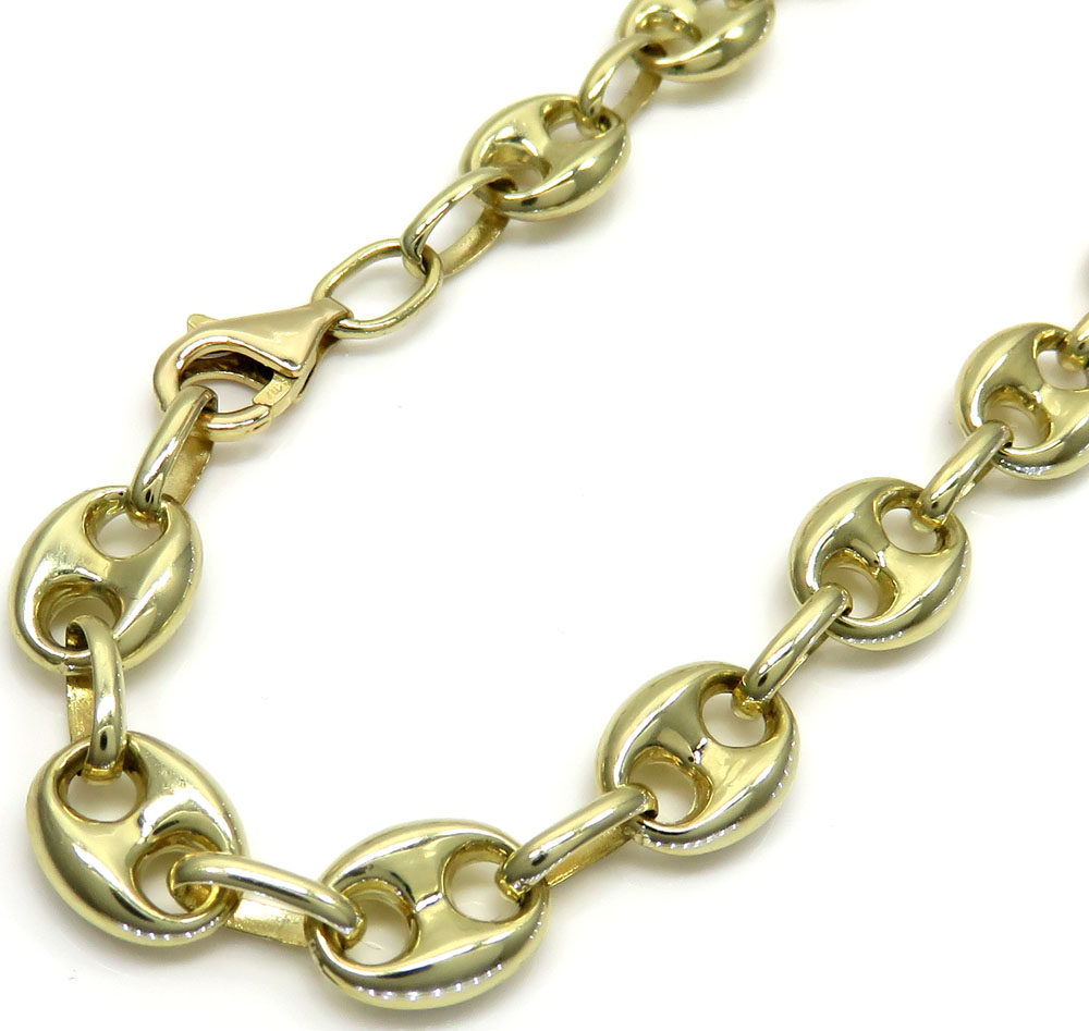 10k yellow gold puffed mini gucci hollow bracelet 8.75 inch 7.80mm