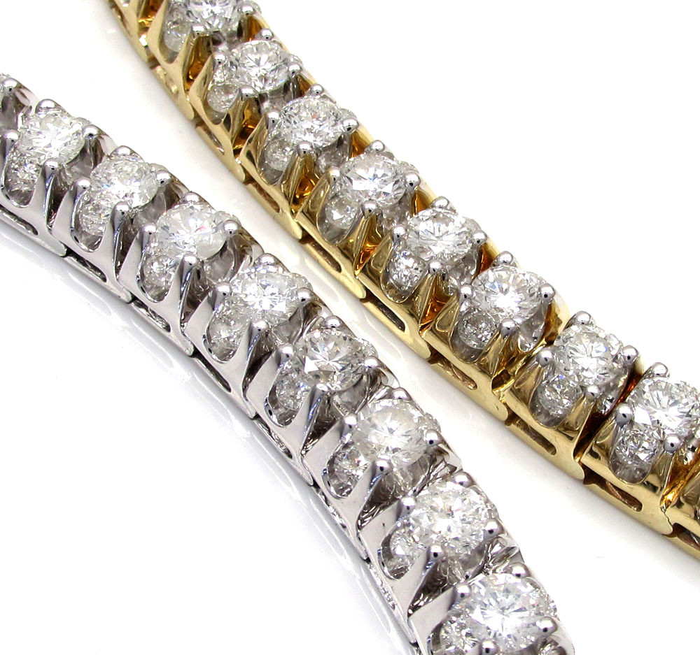 14k gold triple set diamond tennis bracelet 8 inch 11.97ct