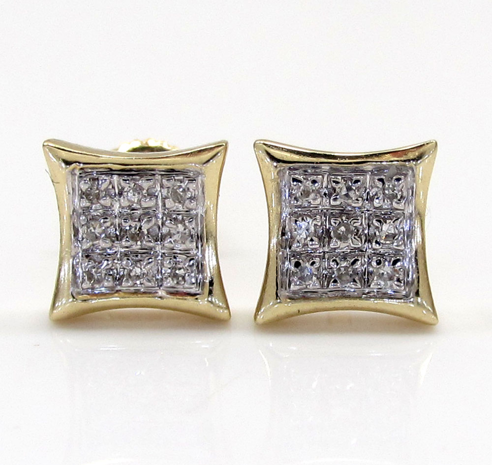 10k gold 3 row diamond kite earrings  0.07ct