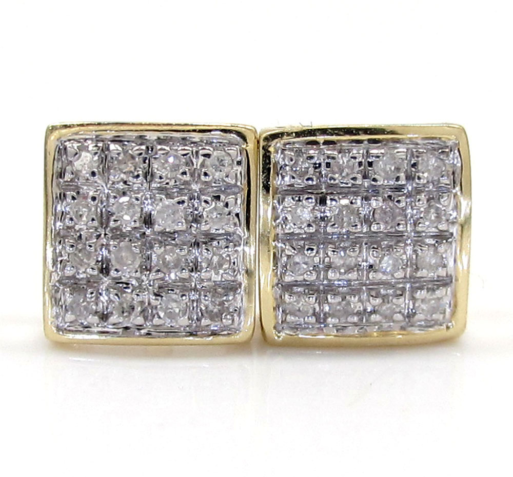 10k gold 4 row diamond earrings 0.15ct 