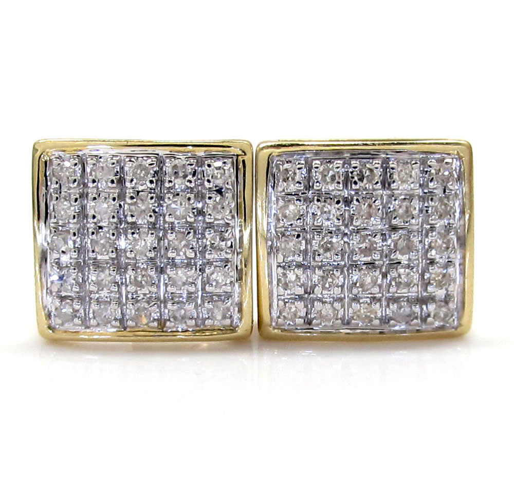 10k gold 5 row diamond earrings 0.16ct