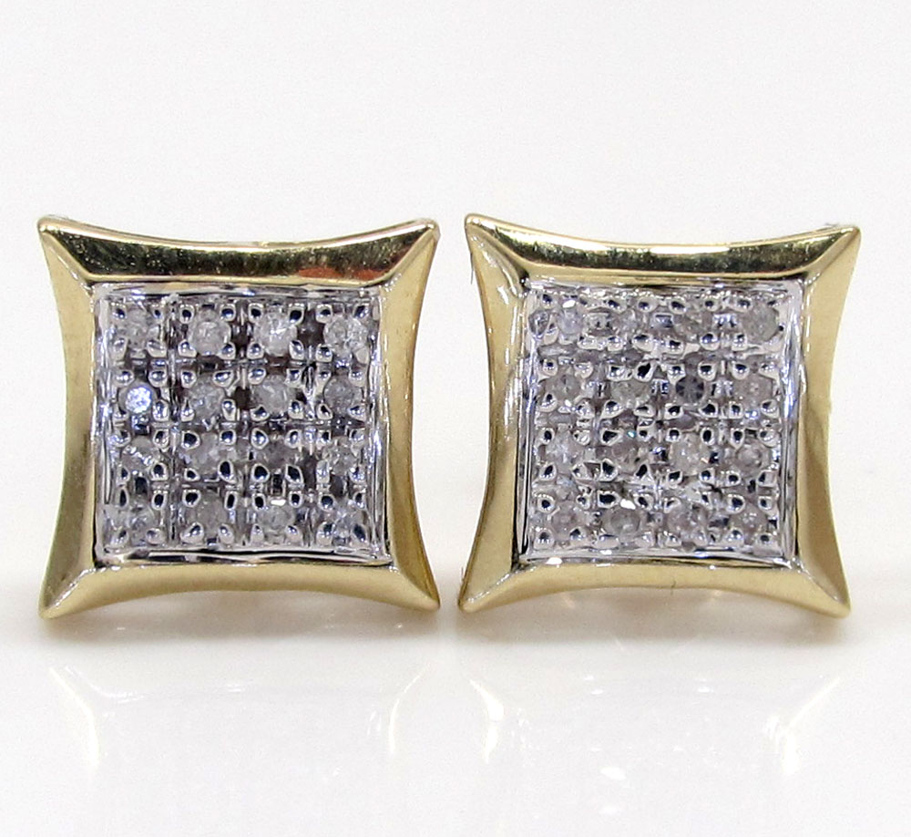 10k gold 4 row diamond kite earrings 0.12ct