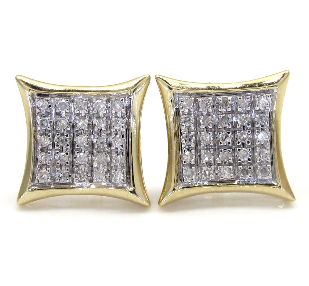 10k gold 5 row diamond kite earrings 0.18ct