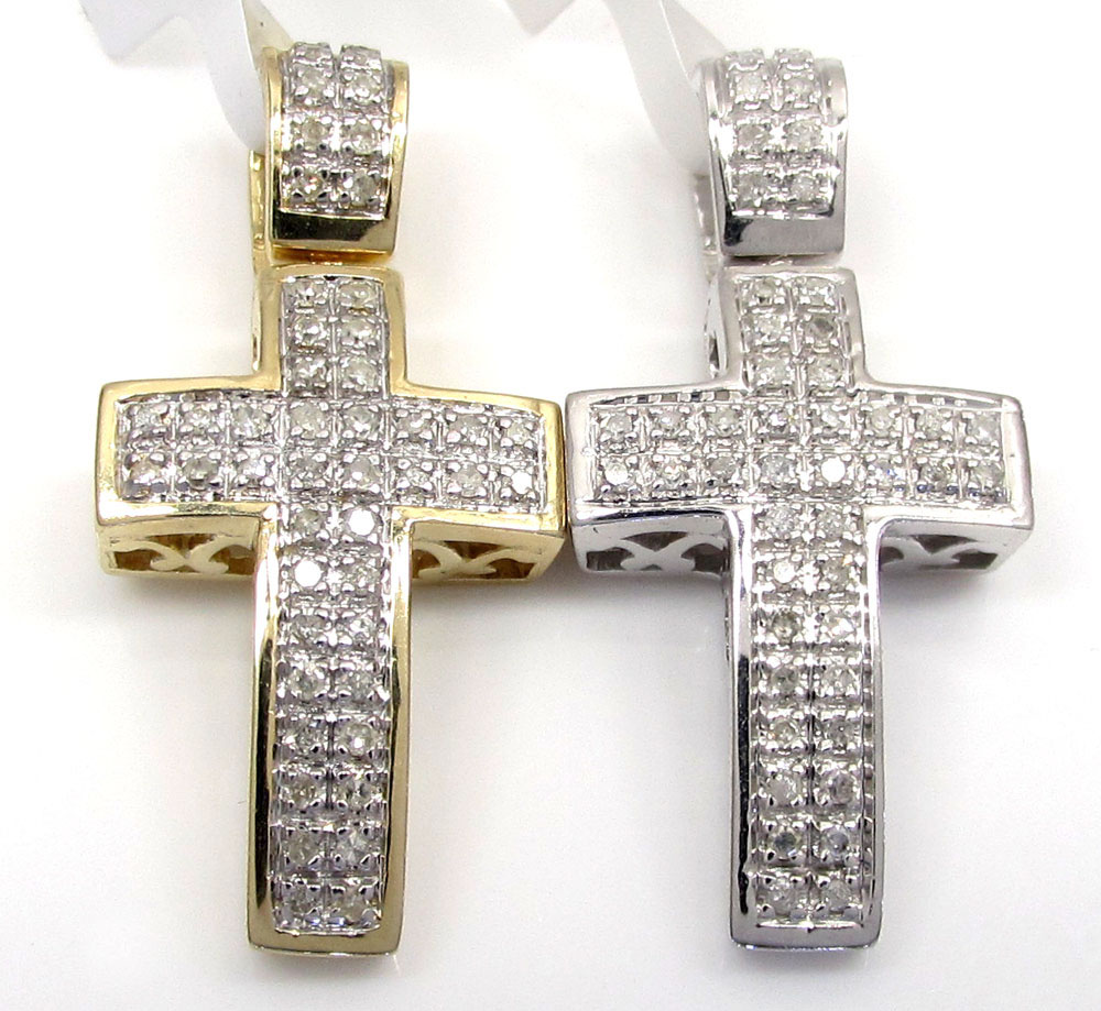 14k gold diamond mini cross 0.16ct