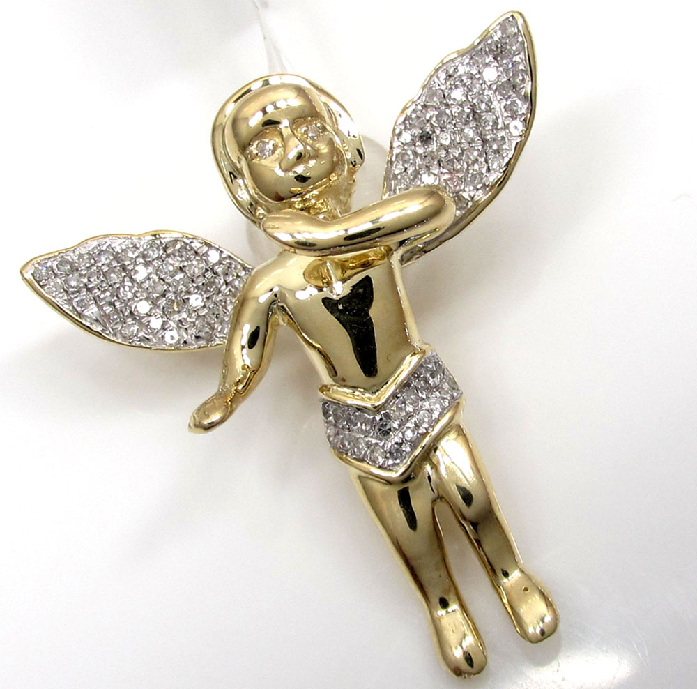 Buy 10k Solid Gold Baby Angel Diamond Pendant 0.45ct Online at SO ICY