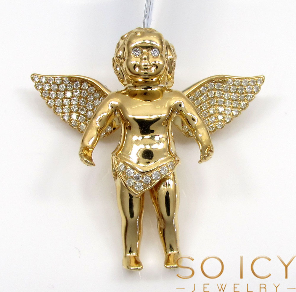 14k solid gold baby cherub angel vs pendant 0.40ct