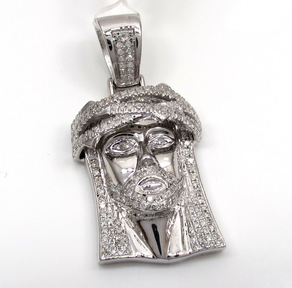 10k white or yellow gold jesus piece 3d face pendant 1.10ct