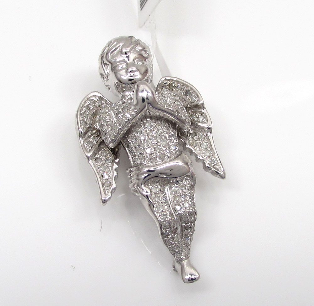 10k White Gold Baby Cherub Diamond Angel Pendant 0 65ct 8644 Jpg