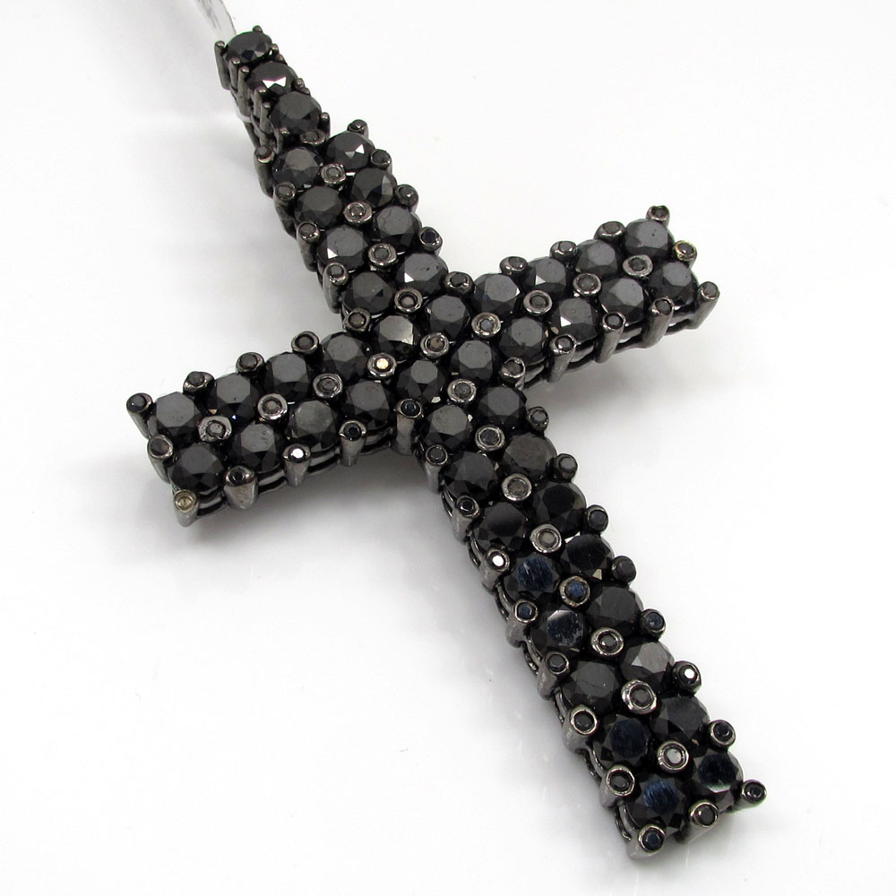 10k black gold blacked out diamond cross 15.00ct