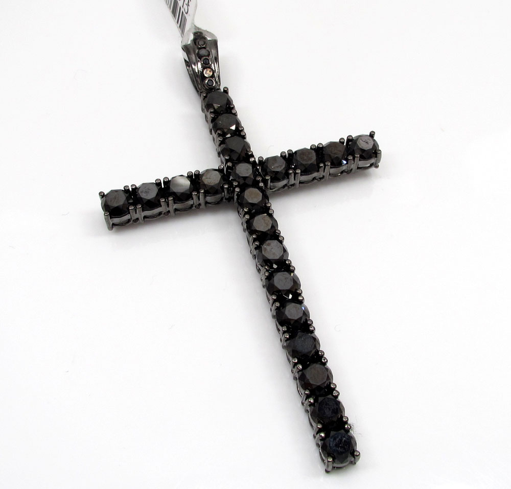 10k gold blacked out skinny diamond cross 11.89ct