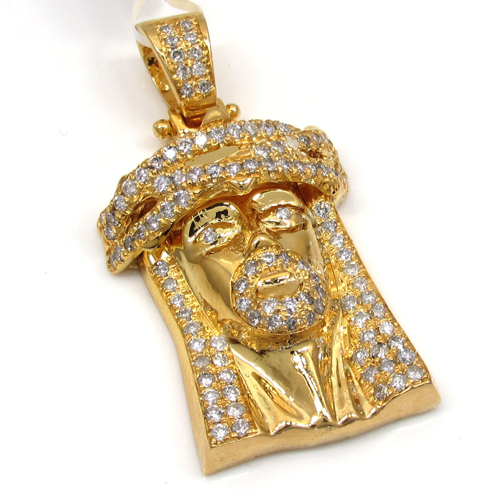 14k yellow gold jesus piece diamond pendant 2.50ct