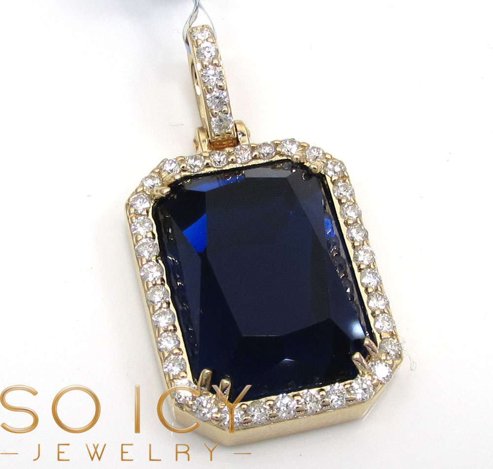 Gem Stone King 4.54 Ct Octagon Blue Simulated Sapphire 925 Sterling Silver Pendant 