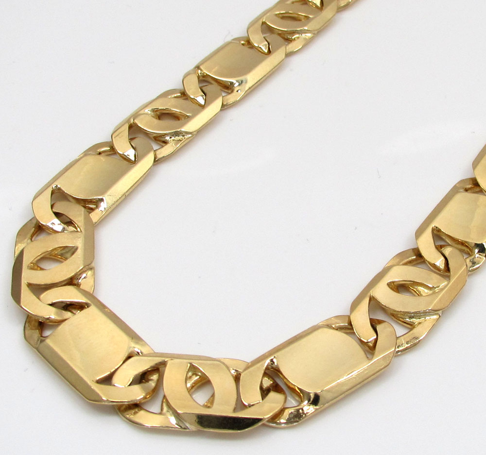 10k yellow gold solid tiger eye chain 24-30 inch 9.2mm