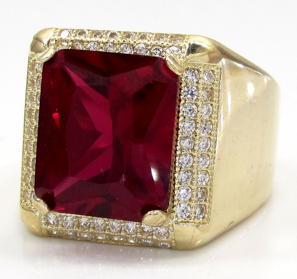 10k yellow gold ruby red gemstone ring 5.00ct