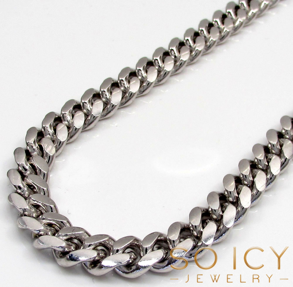 10k white gold solid thick miami chain 22-28 inch 7.8mm