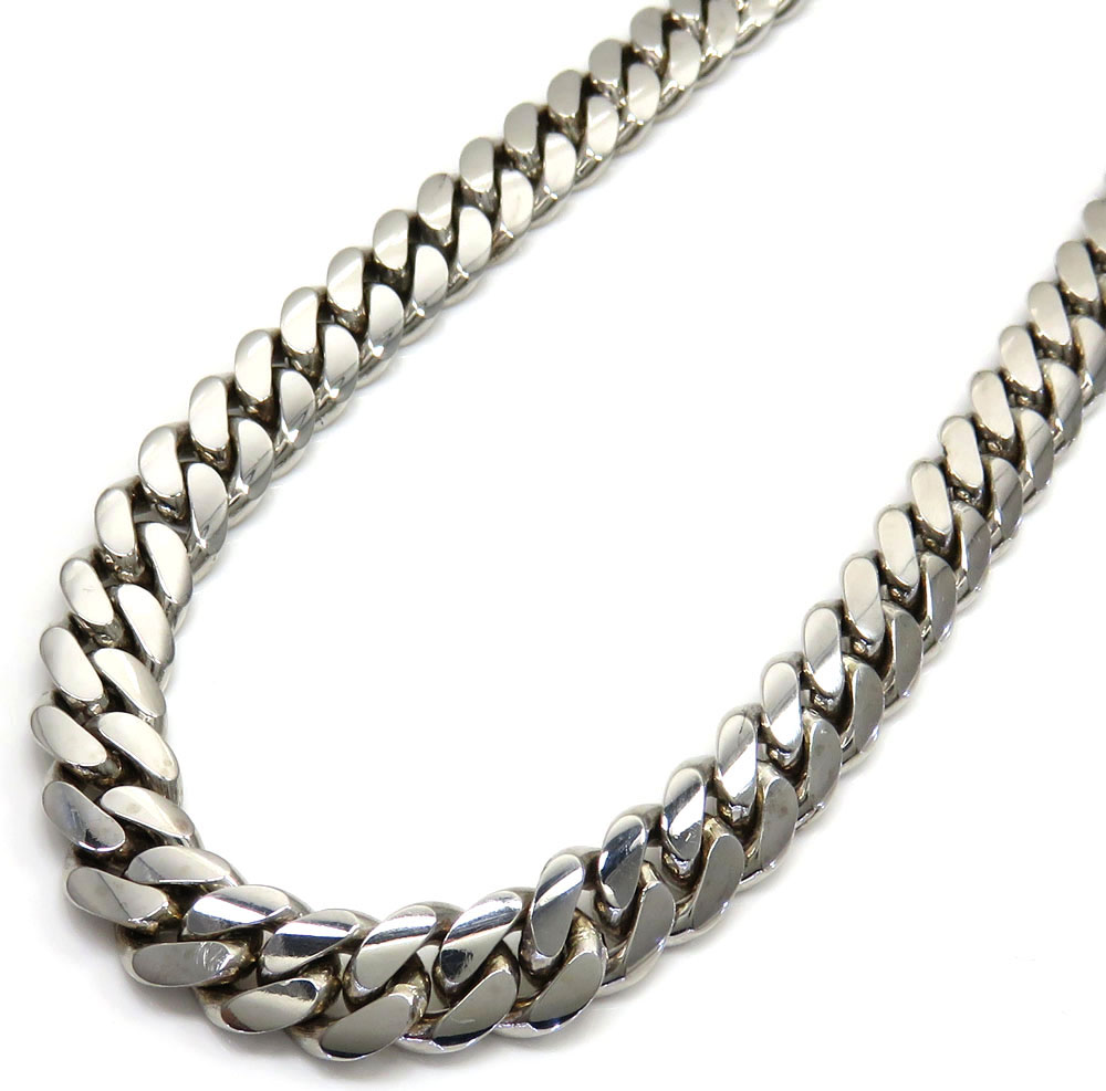 10k White Gold Solid Large Miami Chain 16-26 Inch