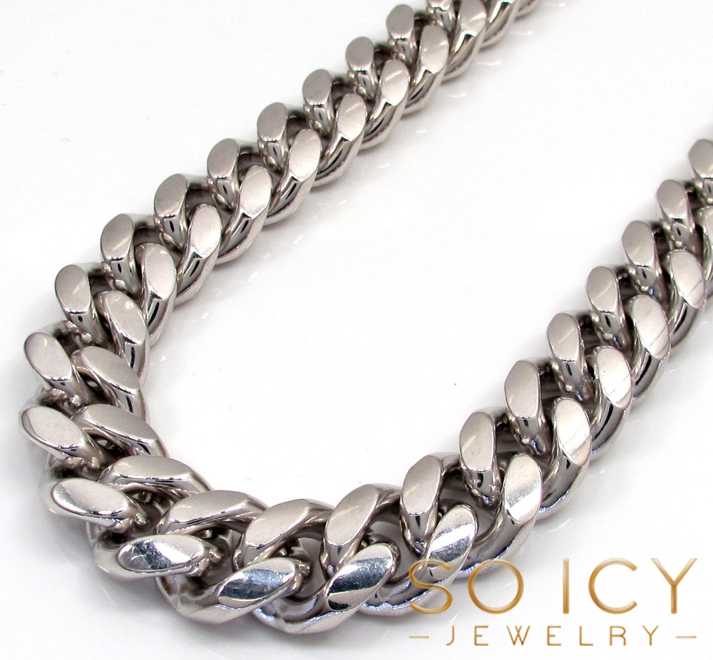 10k white gold solid xl miami chain 22-28 inch 12.1mm