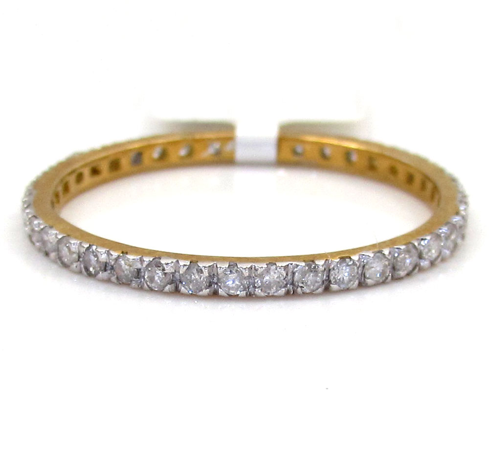 10k yellow gold single row white diamond band 0.36ct
