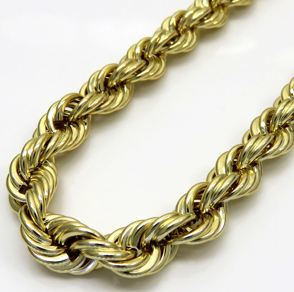Buy 10k Yellow Gold Smooth Semi Hollow Italian Rope Chain 20-30 Inch 6 ...