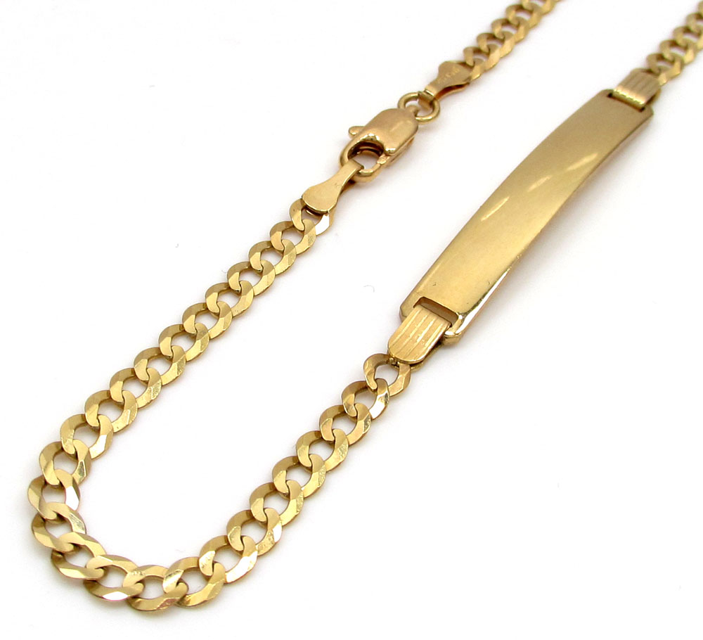 10k yellow gold cuban id bracelet 8.50 inch 3.50mm 