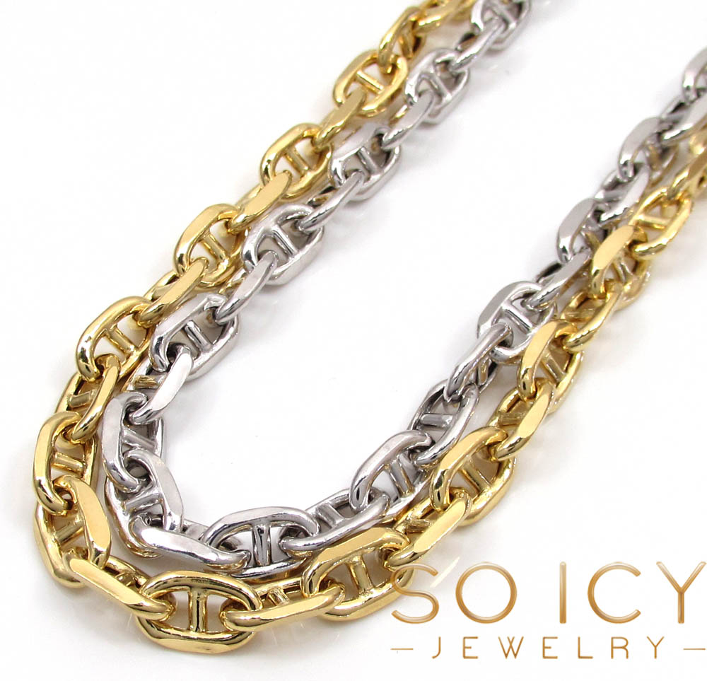 14k gold puffed mariner chain 24-36 inch 5mm 
