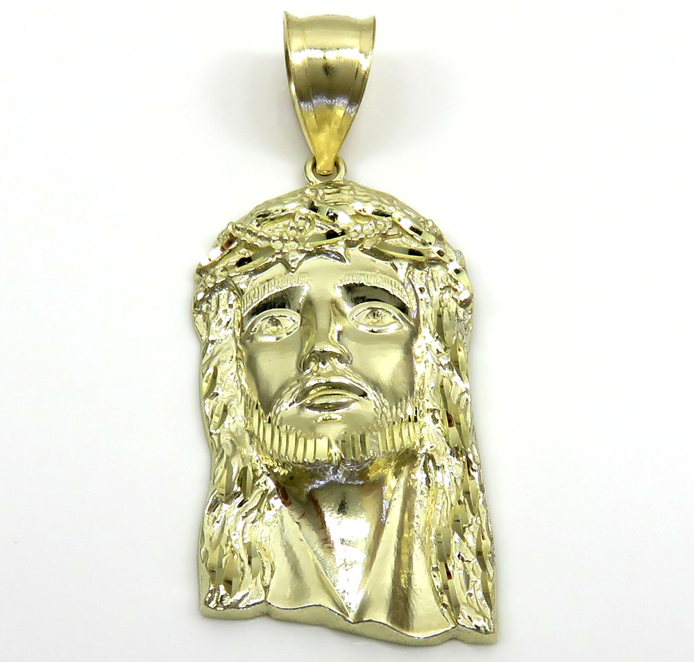10k yellow gold medium classic jesus face pendant 