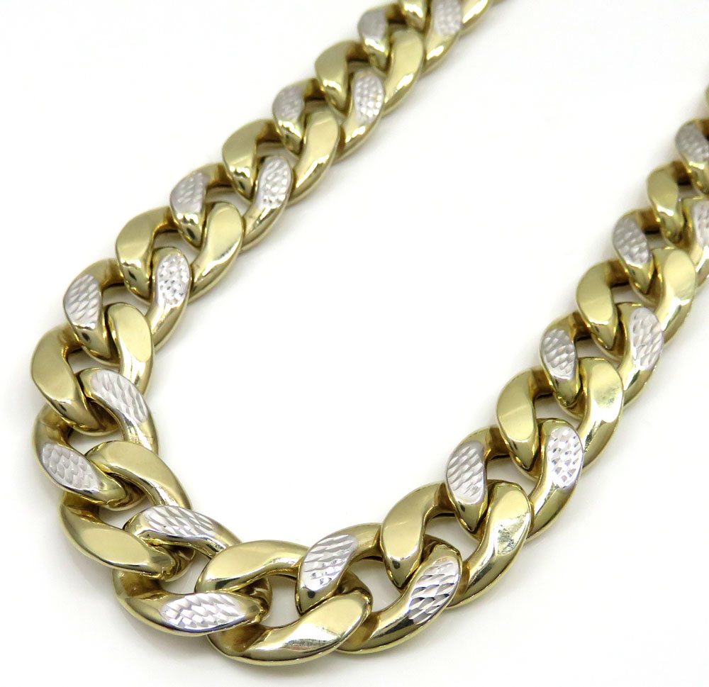 10k yellow gold thick reversible two tone miami chain 26 inch 12.50mm