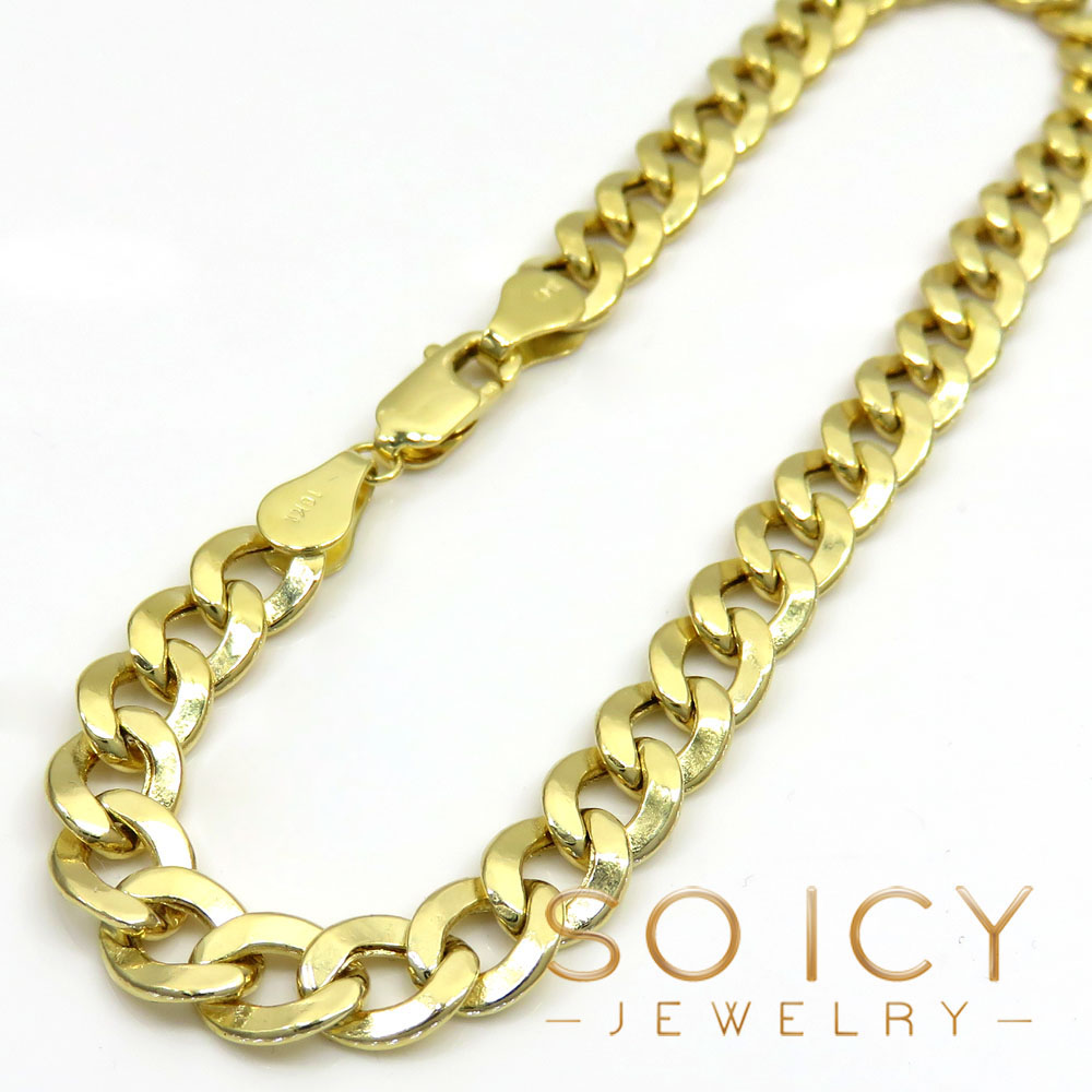 10k yellow gold cuban bracelet 8.50 inch 6.5mm 