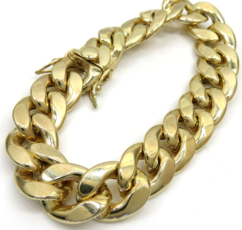 10k Yellow Gold Hollow Cuban Bracelet Inch