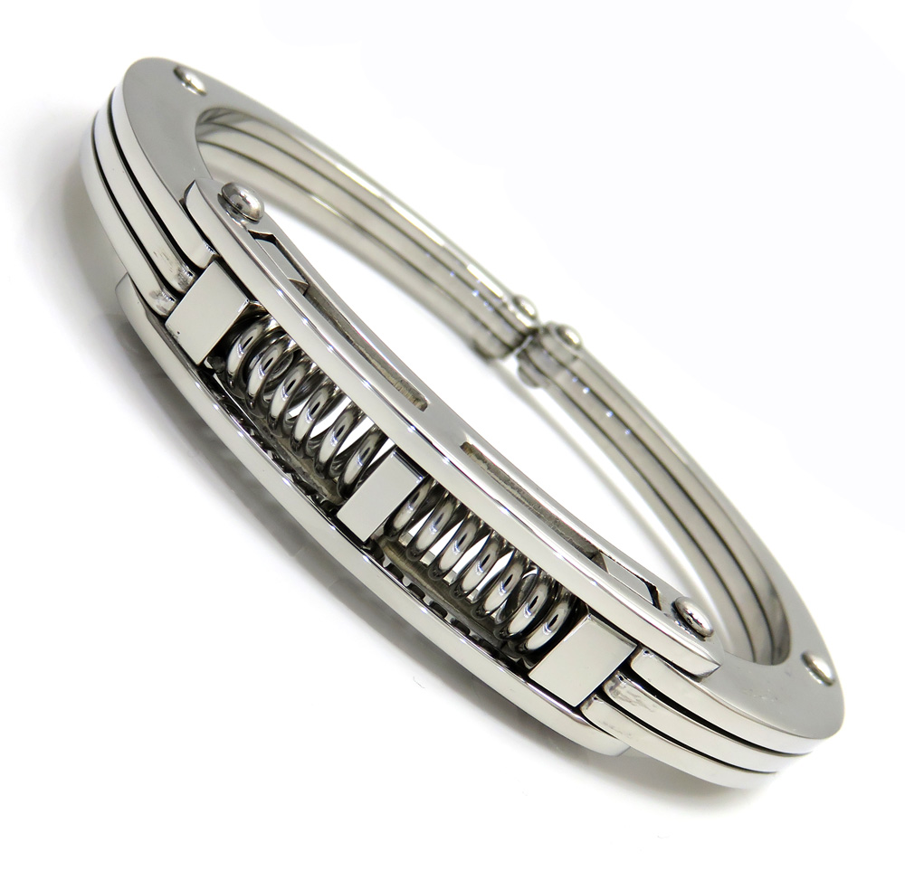 White stainless steel handcuff bracelet