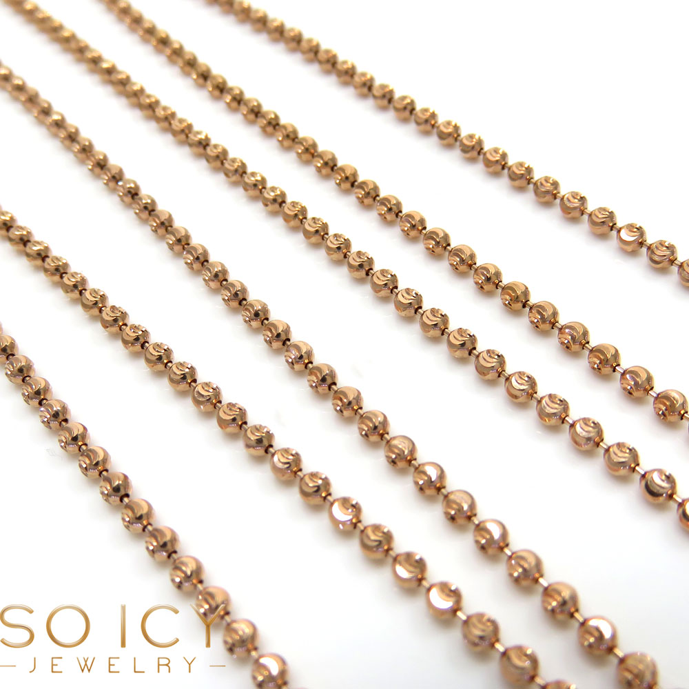 THIN ROSE GOLD BALL BEAD CHAIN NECKLACE 1MM 68CMS