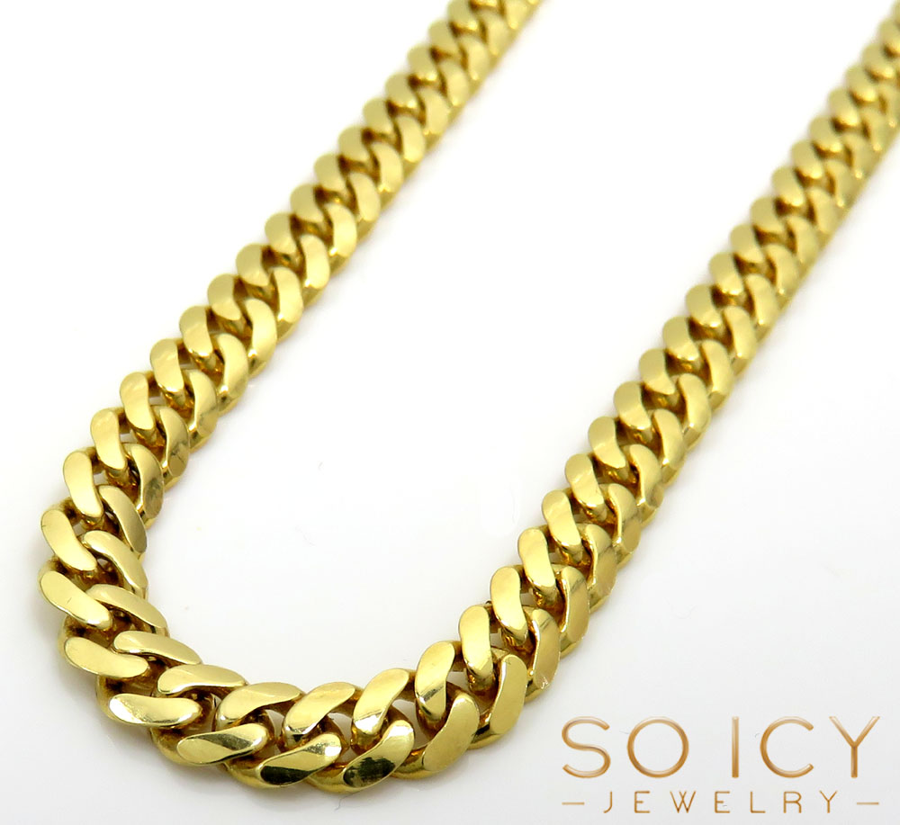 10k yellow gold solid tight link miami chain 32 inch 4.50mm