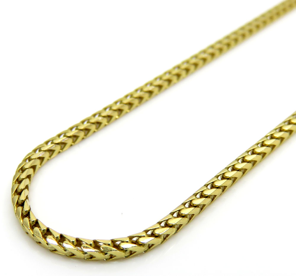 14k solid yellow gold solid skinny franco chain 16-24 inch 1.4mm 