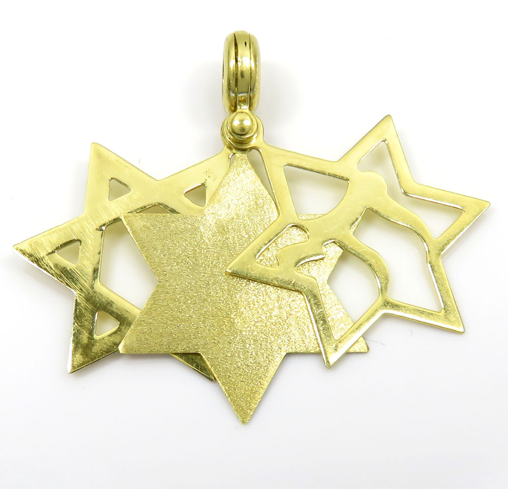14k yellow gold three in one jewish star of david pendant 