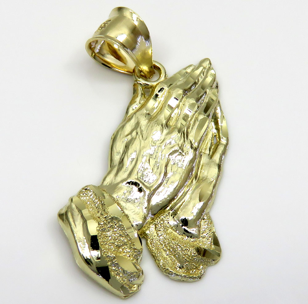10k yellow gold small praying hands pendant 