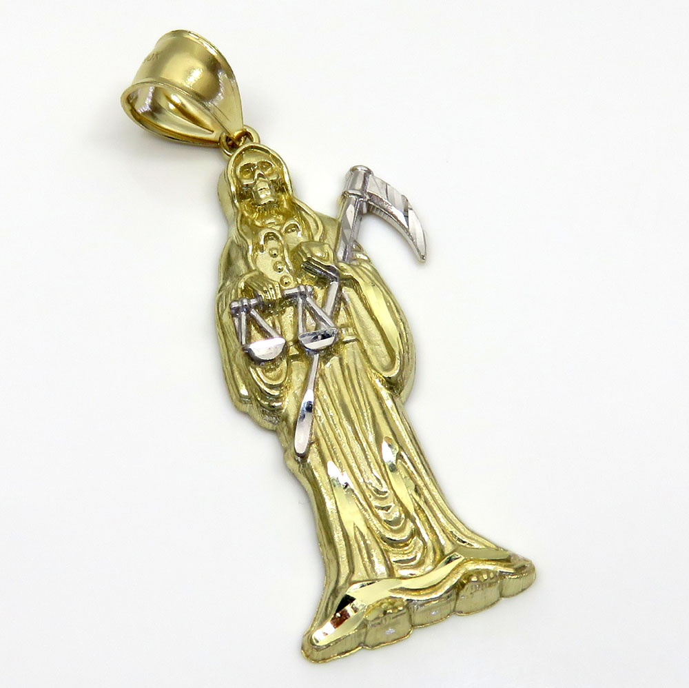 10k two tone gold medium grim reaper pendant 
