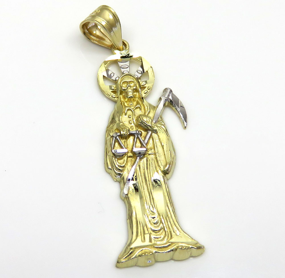 10k two tone gold small grim reaper pendant 