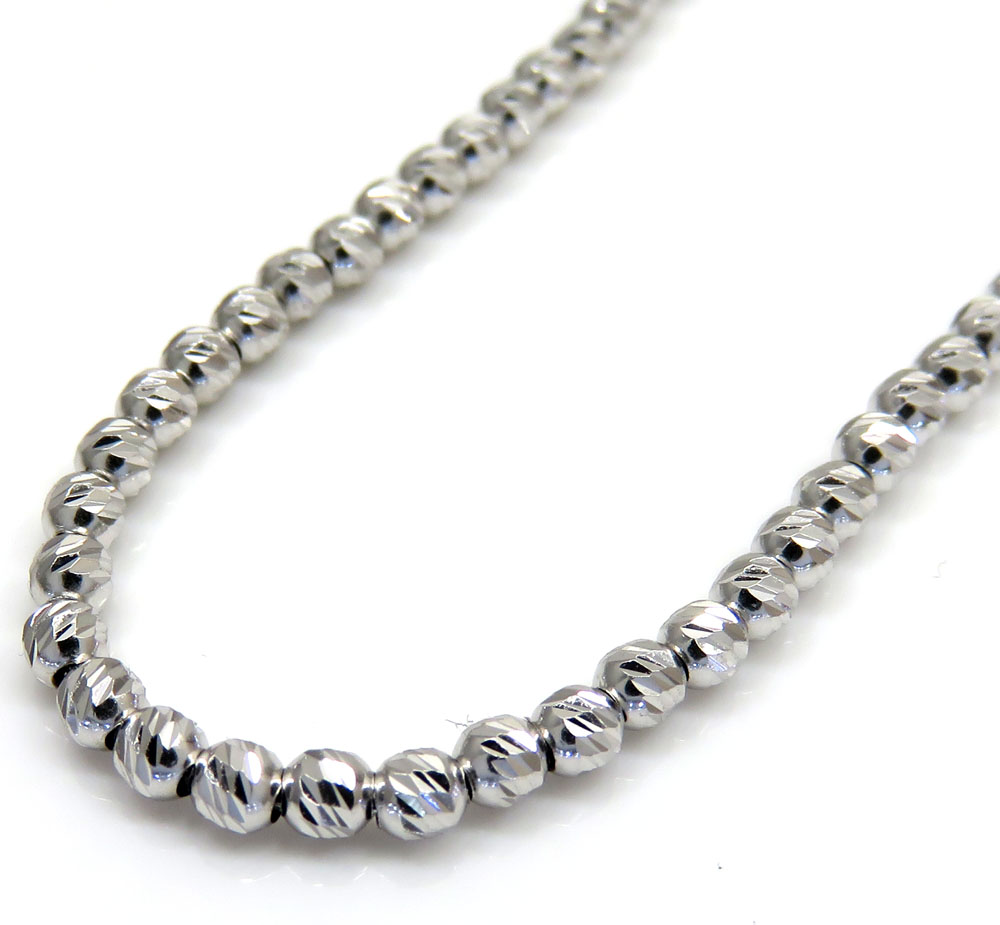 14k white gold diamond cut ball chain 16-24 inch 2.3mm